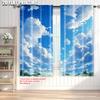 2pcs   Curtains  print Blue Sky White Clouds Machine Washable (without rod) Home Decor Use for Bedroom   Living Room   Office