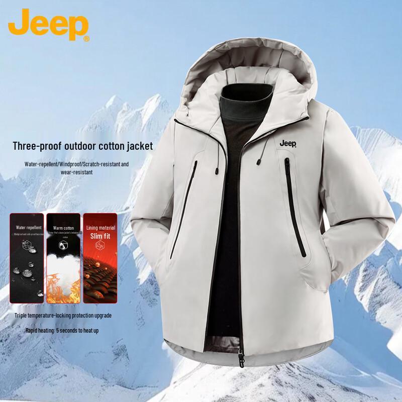 

Jeep Унисекс Зимняя Теплая Куртка с Капюшоном и Набивкой XL