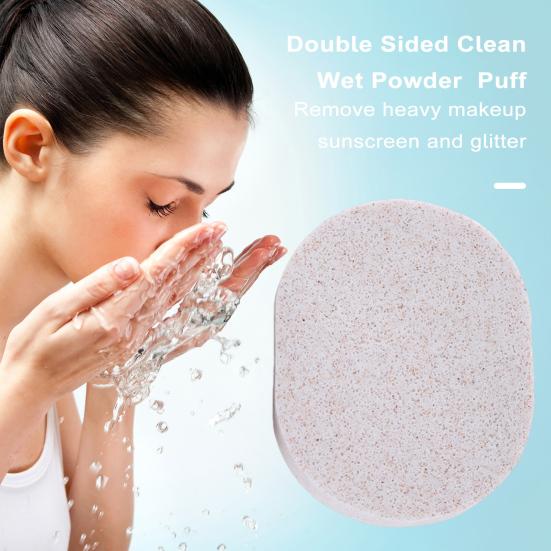 2Pcs Face Wash Sponge Portable Travel Reusable Lightweight Women Makeup Removal Facial Cleansing Gentle Exfoliating Pad Puff