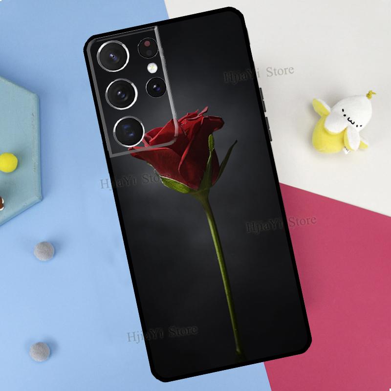 Red Rose Flower Phone Case For Samsung Galaxy S23 S22 Ultra Note 20 10 S8 S9 S10 Plus S20 FE S21 FE Cover