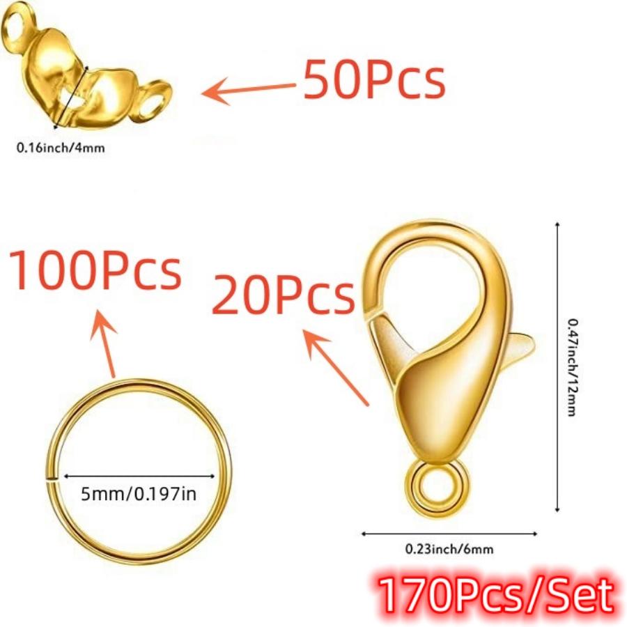 170Pcs/Set Lobster Clasp Jump Rings For Bracelet Necklace Chains DIY Jewelry Making Findings Supplies