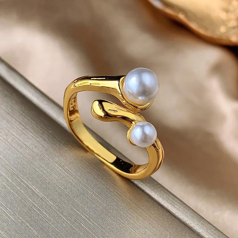 

Irregular Branch Pearl Open Rings For Women Fashion New Year Jewelry Accessories Valentine Day Gift Party anillos mujer resizable