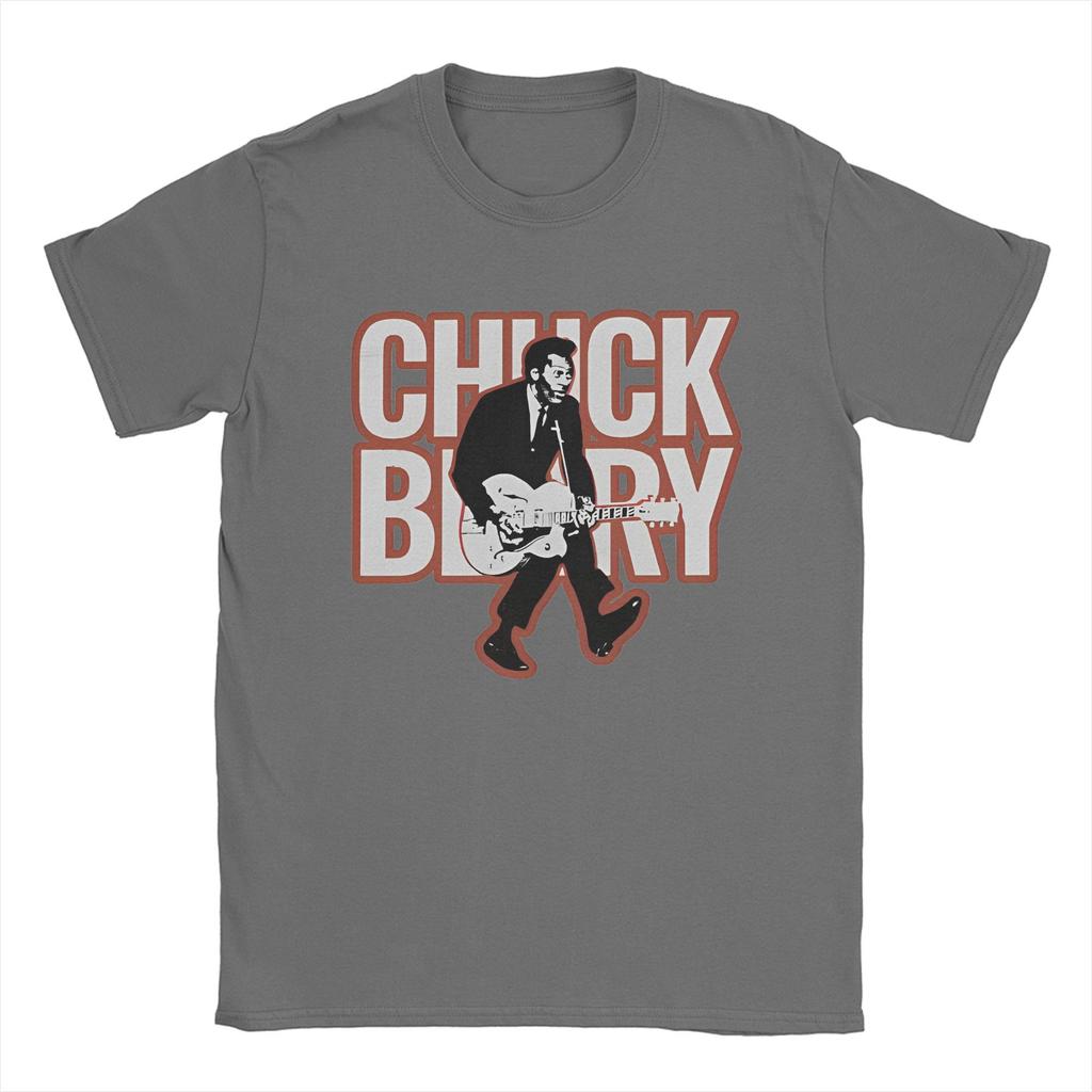 Koszulki z karykaturą Chucka Berry'ego w stylu vintage Męska koszulka bawełniana z okrągłym dekoltem Piosenkarz Muzyk Gitarzysta Koszulka z krótkim rękawem Oryginalny produkt