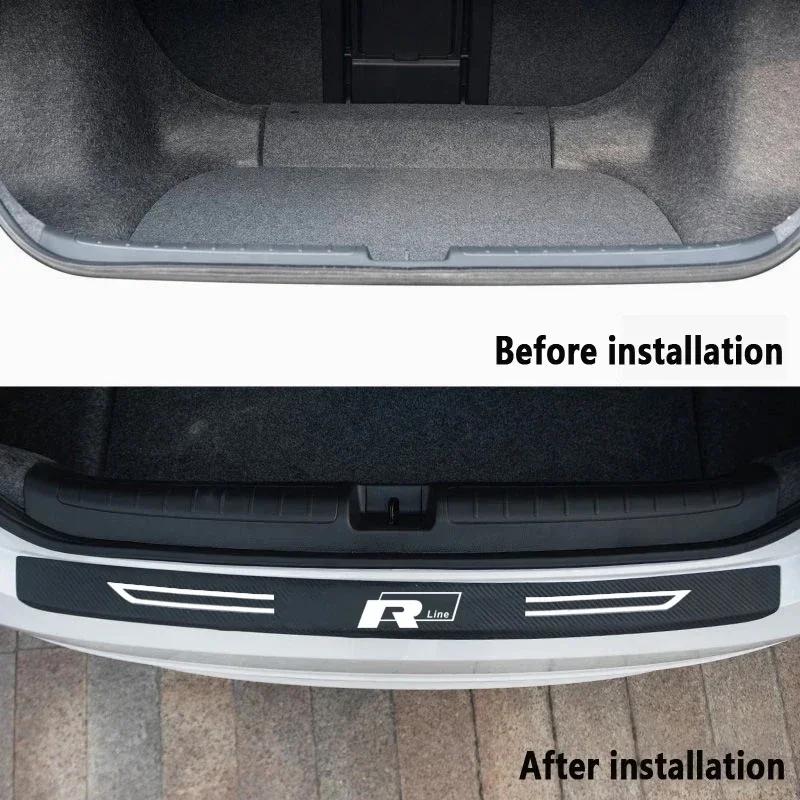 2026 Heiß Für VOLKSWAGEN VW Für Volkswagen VW Rline R line Logo Kohlefaser Auto Türschwellen Schutz Aufkleber Auto Hinterer Kofferraum