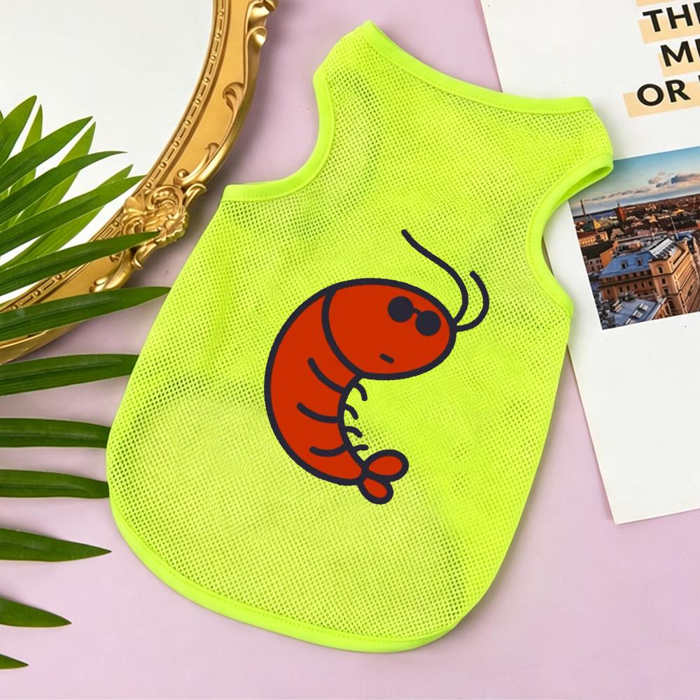 1 Pc Summer Breathable Mesh Dog Vest Cute Cartoon Marine Animal Prints Sleeveless T-Shirt Suitable For Small Pet Daily Wear