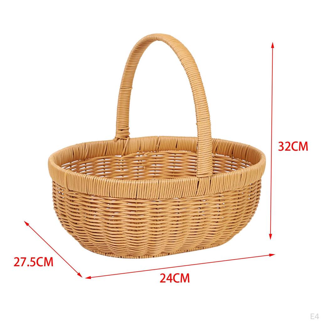 Handgeweven Mand met Handvat Boodschappen Bloemen PP Materiaal Rotan Stijlvol Lichtgewicht