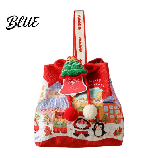 Christmas Small Gifts Drawstring Gift Bag with Handle Reusable Canvas for Packaging Bags Present Xmas Candy Goodie Treat Pouch Holiday Party
