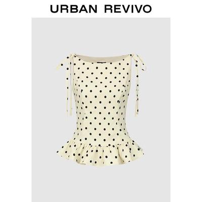 UR2026 Women's Polka Dot Ruffle Blouse
