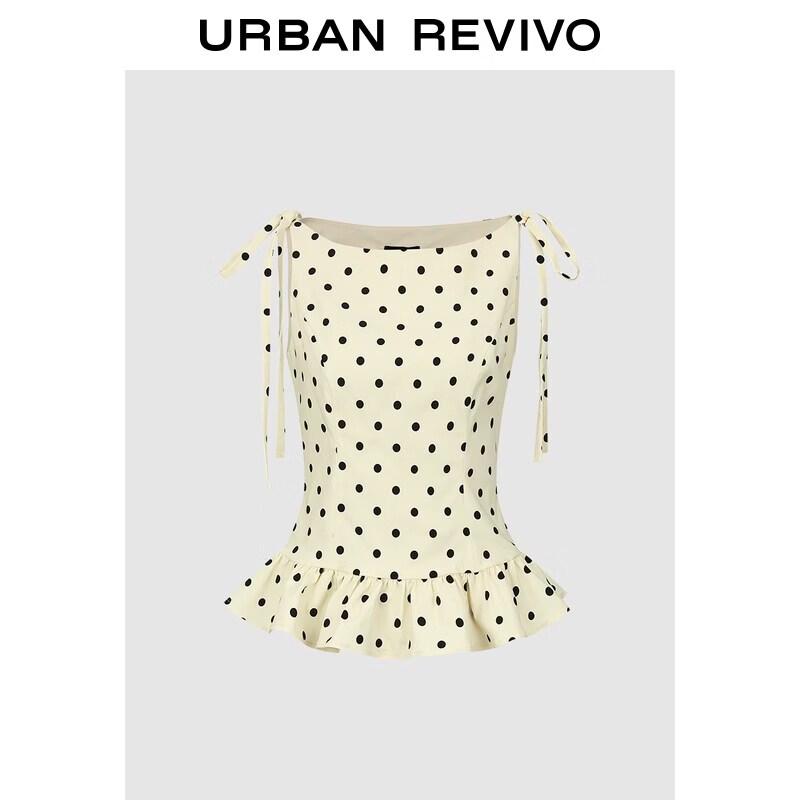 UR2026 Women s Polka Dot Ruffle Blouse S