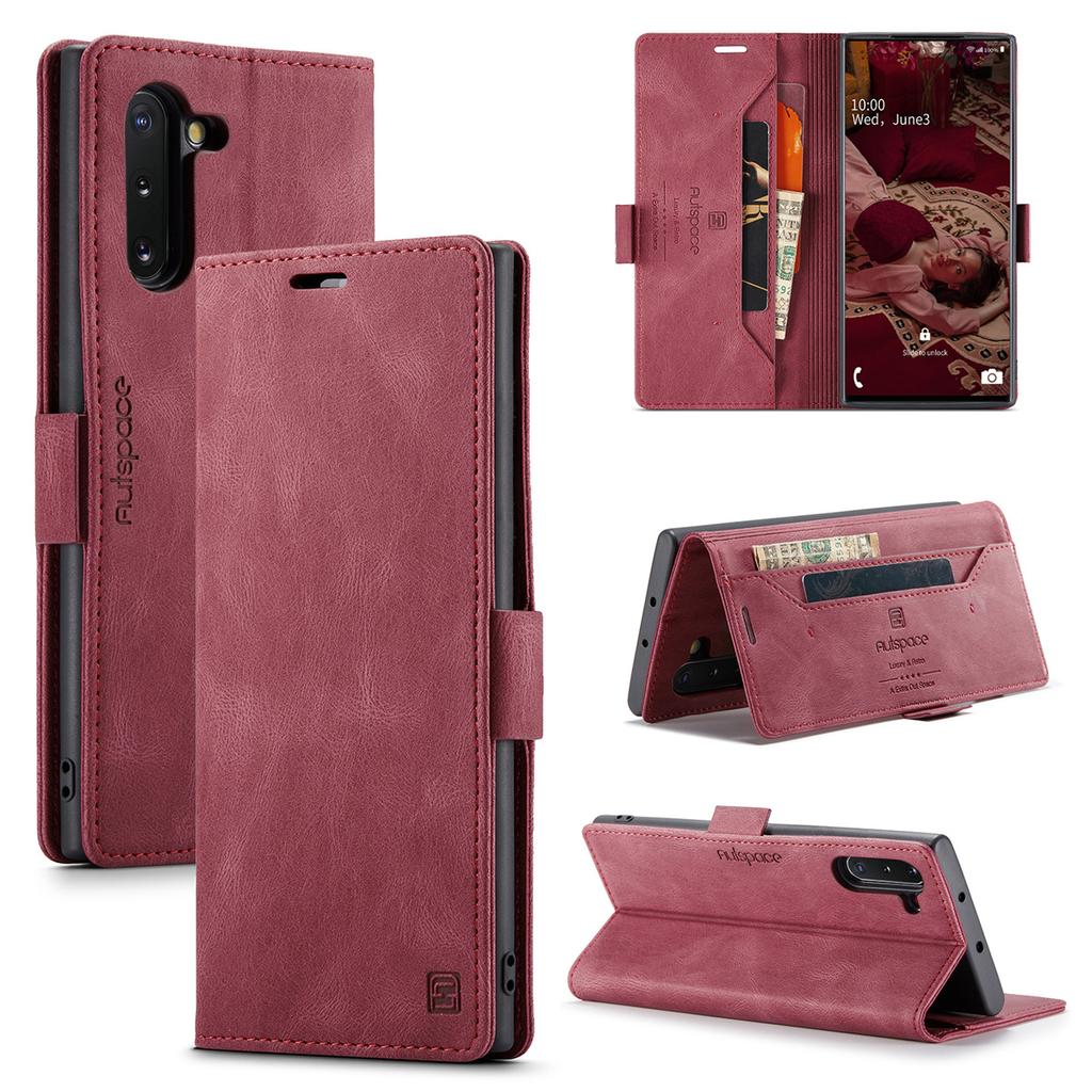 Per Samsung Galaxy Note10 Custodia a Portafoglio Flip in Pelle Vintage con Slot per Schede con Blocco RFID, Copertina a Libro Retro Opaca per Donne Uomini (4 colori)