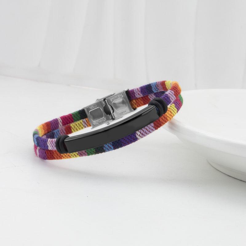European & Korean Bohemian Multi-color Yabu Stainless Steel Woven Couple Bracelet