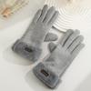 Warm Gloves Cute Plus Velvet Thickened Cold Proof Touch Screen Outdoor Riding Driving Ladies German Velvet Autumn and Winter Gloves