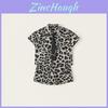 Leopard Print Boys Summer Twopiece Set With Soft Polyester Fabric For Active Kids