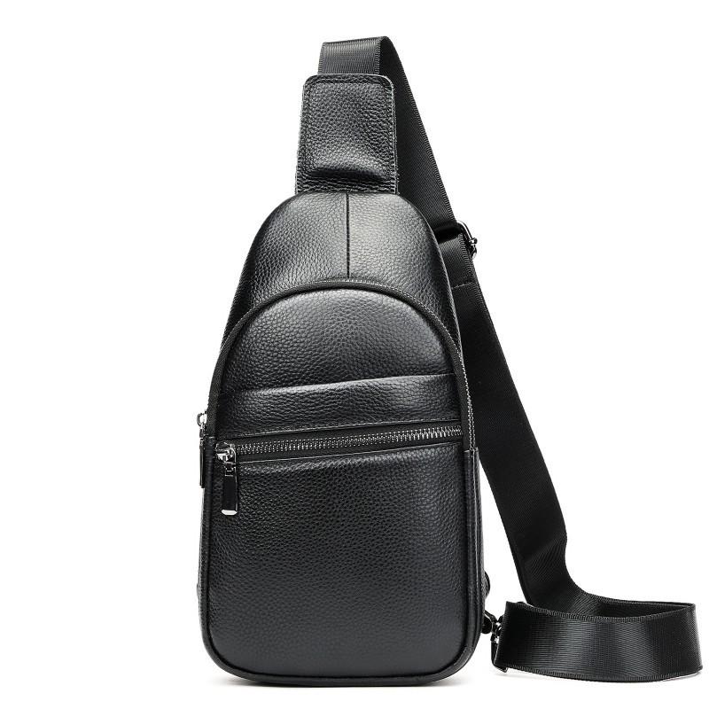 Men's Bag Chest Leather Trendy Shoulder Top Layer Cowhide Crossbody Soft Backpack Casual