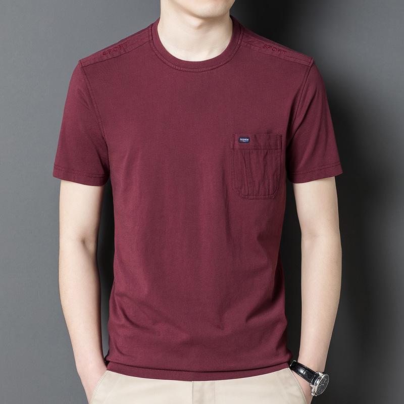

Новые летние мужские хлопковые однотонные повседневные топы с карманами для молодых и средних лет с короткими рукавами для мужчин XXXL