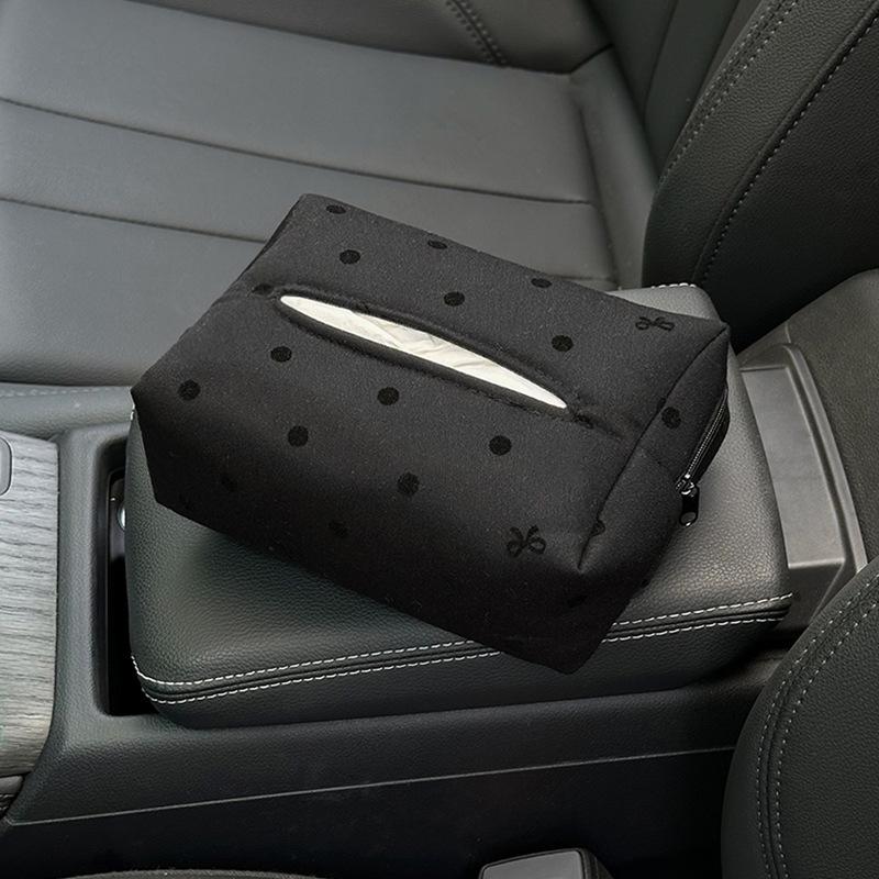 1PC Car tissue box fashionable polka dot bow tie hanging tissue box creative multi-functional in-car tissue paper bag tissue box