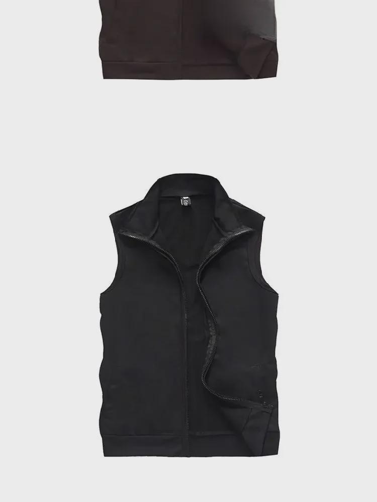 Gilet con cappuccio slim alla moda da uomo: Giacca fitness senza maniche primaverile e autunnale