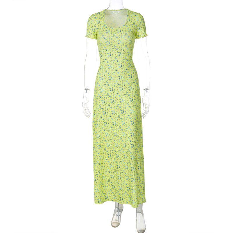 U-neck Back Strap Short Sleeve Dress