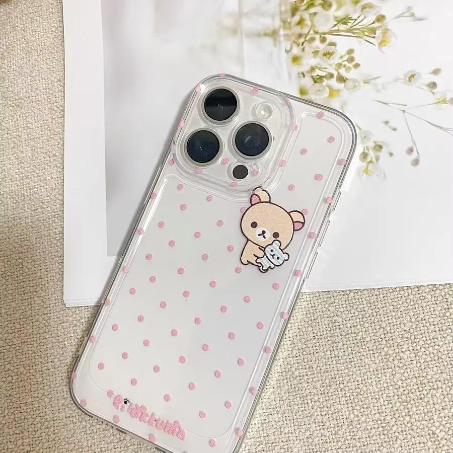 Custodia per Telefono Cartoon Carina Facile Orso Pois Rosa per Samsung Galaxy A55 A35 A25 A15 5G A24 A23 A22 A32 A52 A71 A72 A51 4G Cover