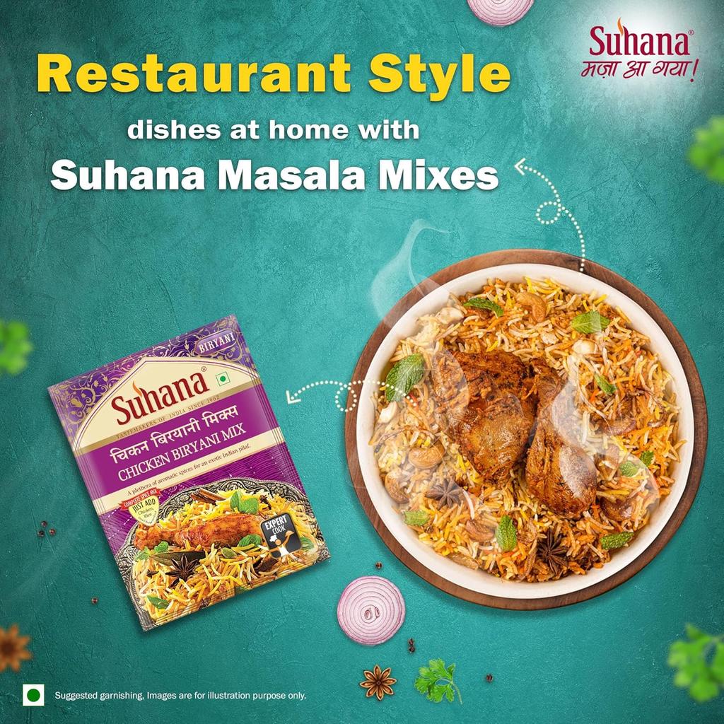 Suhana Masala para Biryani de Pollo Mezcla de Especias en Pasta 150g (50g x 3) Mezcla Aromática Estilo Restaurante Fácil Cocina Casera