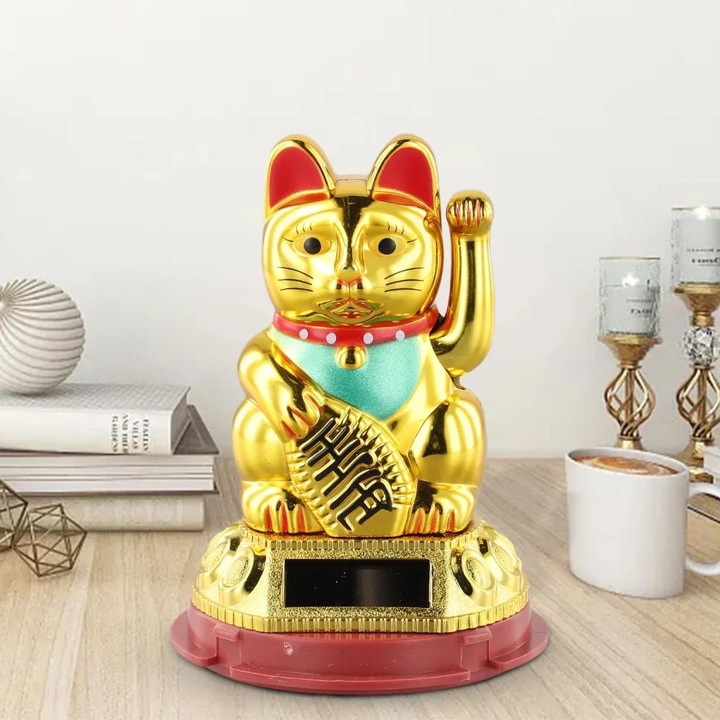 1pcs Eco Friendly Solar Waving Lucky Cat Ornament, Continuous Swinging Motion, Enhances The Ambience Of Coffee Shops