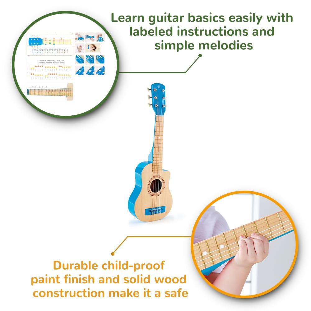 Hape E0601 My First Guitar Blue for Ages 3 and Up Wooden Musical Instrument Toy