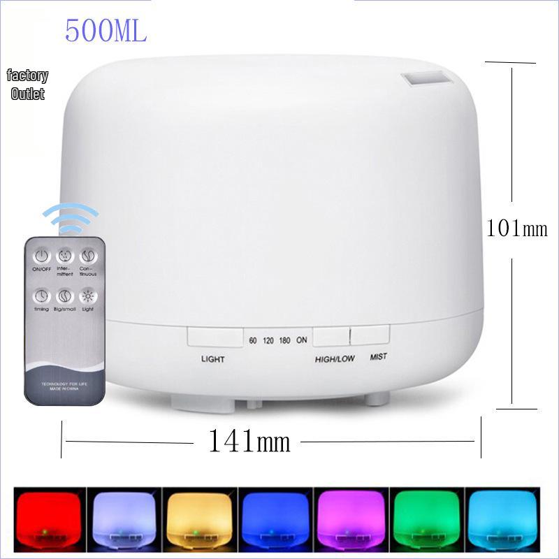 Remote Control 500ml Ultrasonic Aromatherapy Humidifier with Colorful Night Light