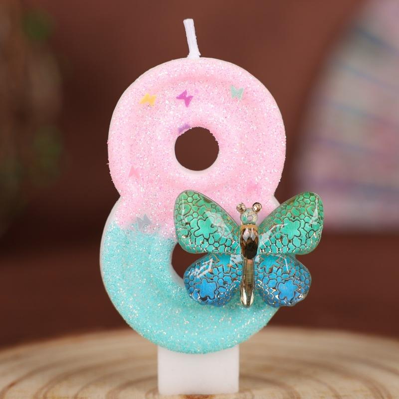 Butterfly Number Birthday Candle Cake Party Decoration Birthday Handmade Candle 0-9