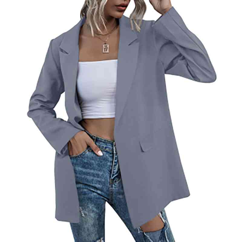 Women Oversized Long Blazer Work Office Long Sleeve Open Front Cardigan Lapel Collar Suit Jacket Plus Size