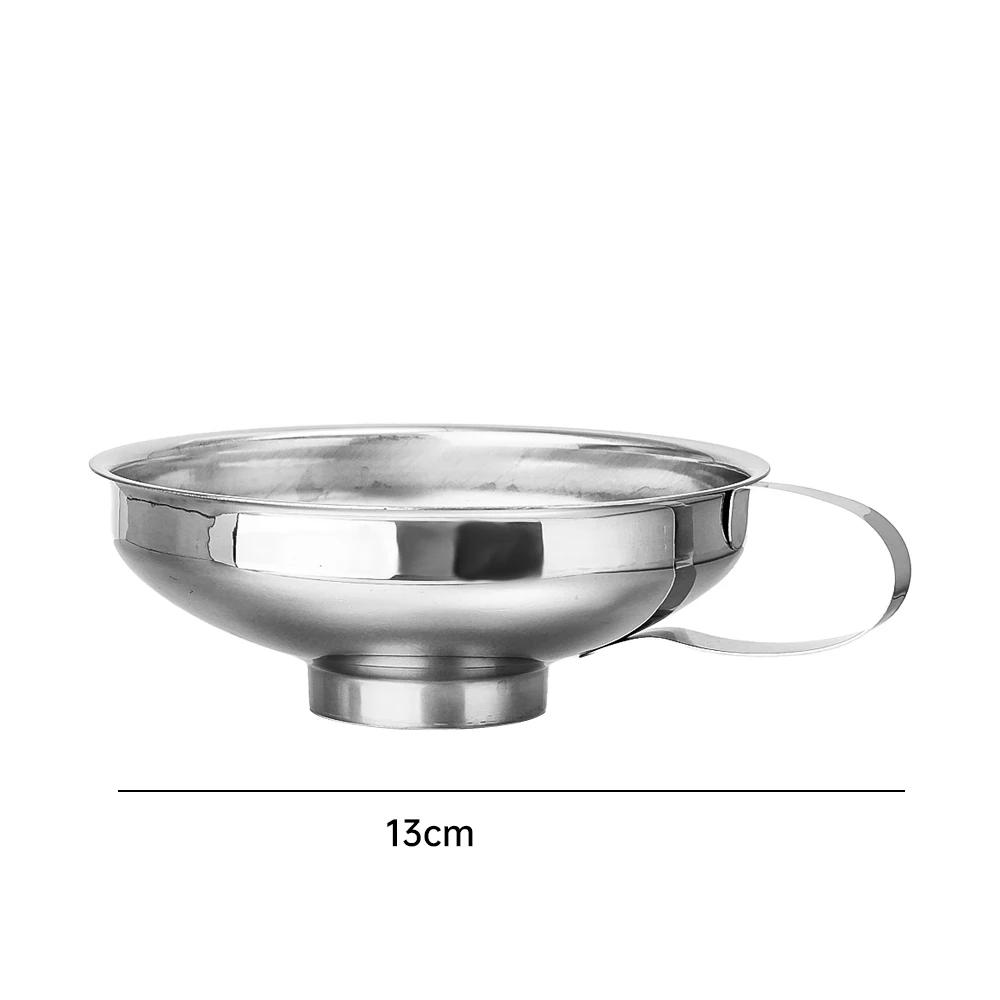 

Stainless Steel Filter Funnel Wide Mouth Wine Lifting Spoon Home Kitchen Oil Juice Liquid Metal Funnels Gadgets with Handle