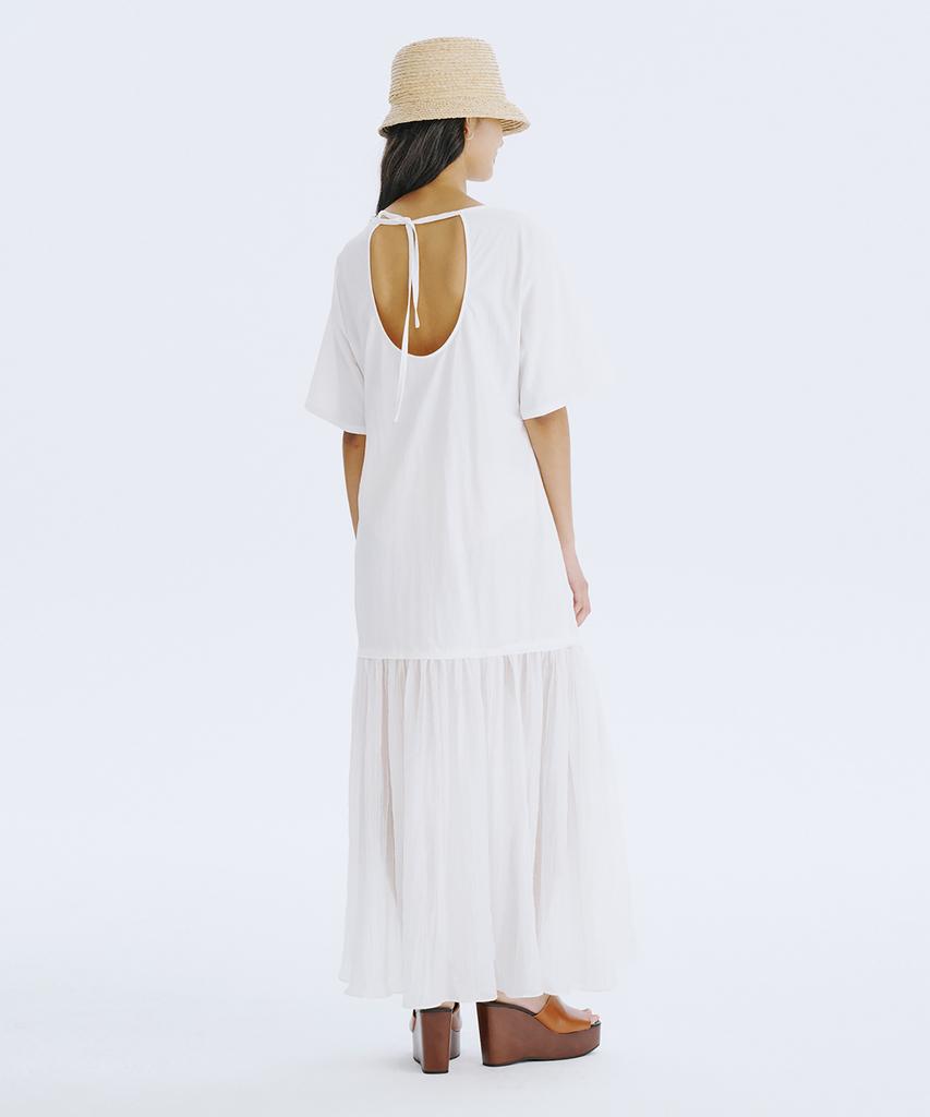 Bundercammer Bare Back Shirring Dress_White