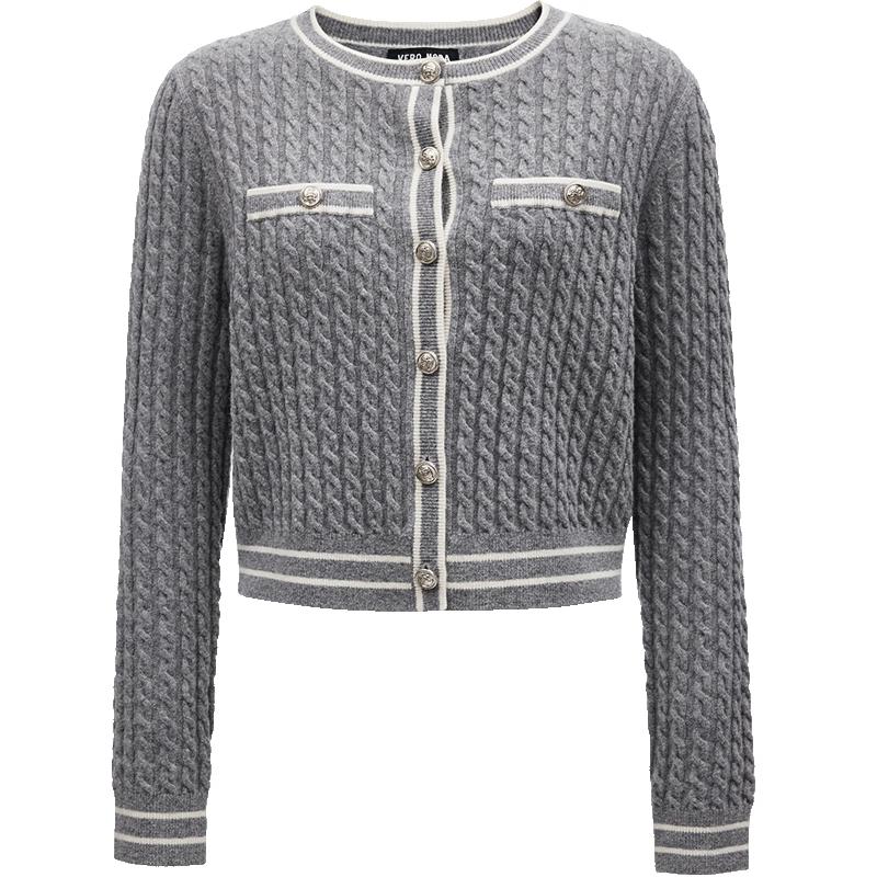 

VEROMODA Women s Colorblock Round Neck Knit Cardigan S