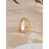 Eetit Exclusive Natural Stone Shell Rotatable Open Ring France Exquisite Stainless Steel Unique Jewelry for Fashionable Women