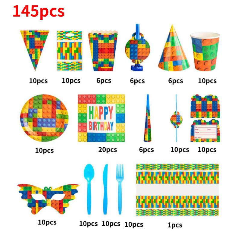 Complete Kids Birthday Celebration Tableware Set With Colorful Plates Cups Flags And Fun Party Supplies