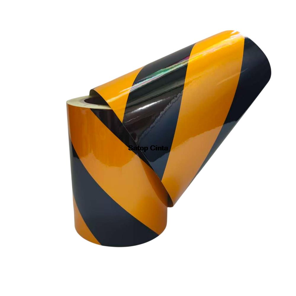 

30cm*5m Reflective Material Yellow-Black Twill Advertisement Glass Bead Reflector Tape Vinyl Waterproof Warning Adhesive Sticker