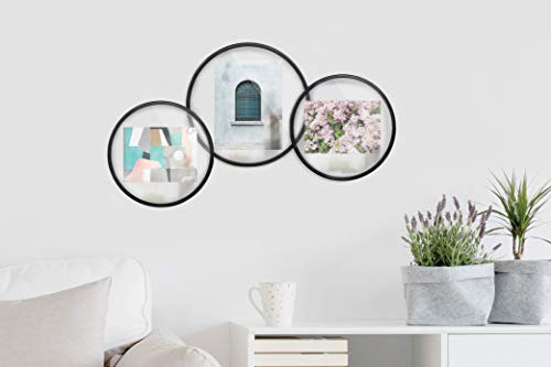 Umbra Infinity Photo Frame, 2L Size (5x7cm), Round, Wall-Mounted, for Photos, Postcards, and Art, 21012272040, Black