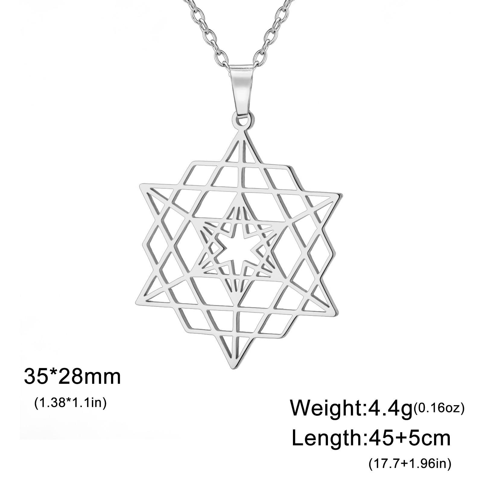 

LIKGREAT Merkabah Star Tetrahedron Necklace for Women Men Stainless Steel Sacred Geometry Star of David Pendant Amulet Jewelry