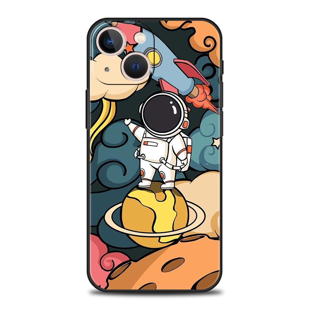 Cartoon Cute Cosmonaut Phone Case Cover for iPhone 17 16 15 14 13 12 11 Pro Max 17 Air Plus Shockproof Soft TPU Shell Fundas Bag