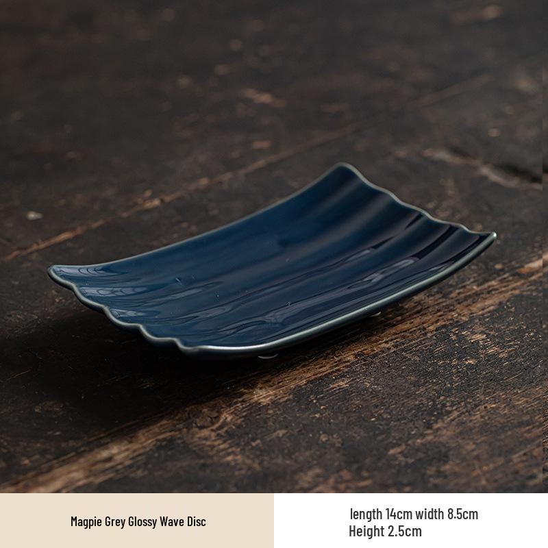 High-Legged Ceramic Plate for Tea, Snacks, Pastry, Fruit, Dim Sum, or Towel Tray - Chinese-Style Serving Dish