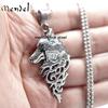 Mens Stainless Steel Viking Fenrir Wolf Head Pendant Necklace Men Silver