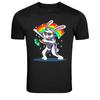Cool Easter Bunny Dab Rainbow Graphic T Shirt Party Tee