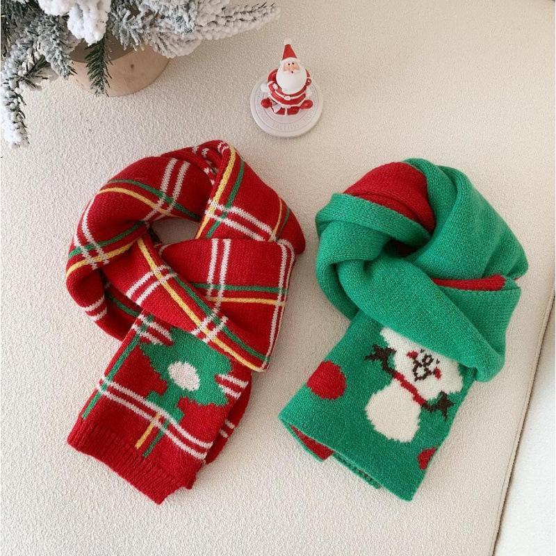 Kids' Red Knitted Wool Scarf - Winter Neck Warmer for Boys & Girls