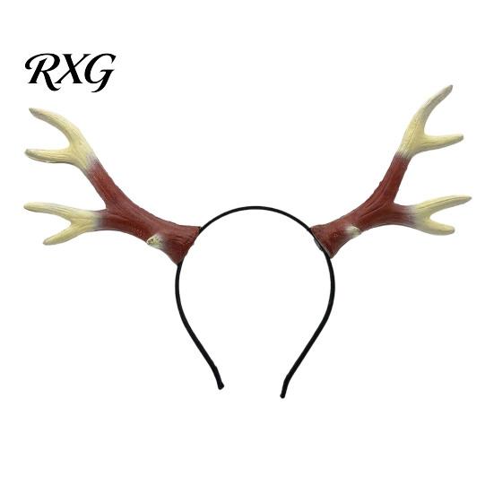 Fascia Retro Ruggine con Corna di Cervo per Capelli, Fascia Halloween con Corna di Cervo, Costume Cosplay Realistico da Foresta, Fascia Gotica da Fata Elastica per Donne
