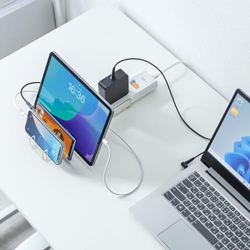 Sanwa Supply USB Charging Power Strip with Stand (2-Pin, 5 Outlets, 1.5m, White) TAP-B47UC-15W