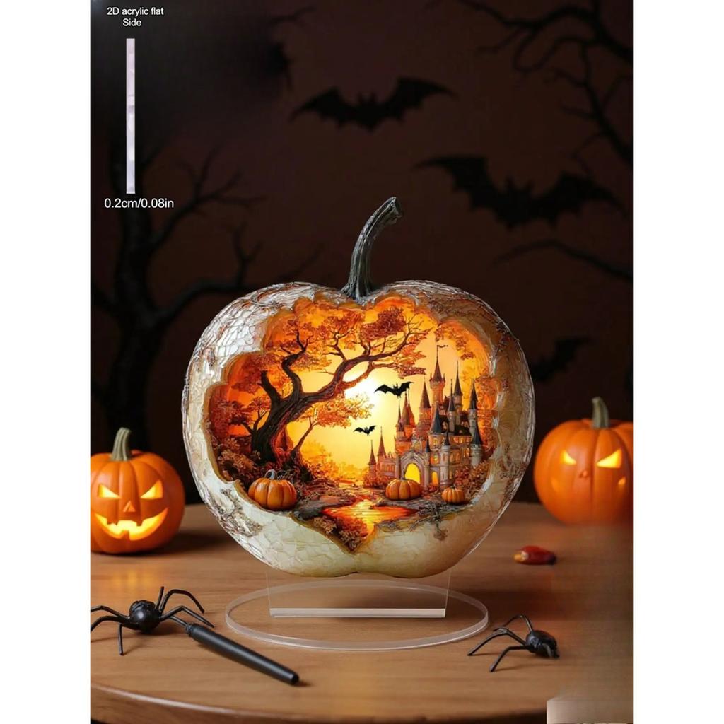 Pumpkin Castle Maple Leaf and Bat Halloween Decorations Apple Shaped Room Decorations, Home Tabletop Decorations, Nurseries, Home Desk Living Room De