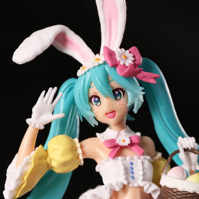 23CM Hatsune Miku Anime Figure Kawaii Pvc Model Doll Action Figurals Rabbit Ears Collect Ornaments Christmas Toys Gifts