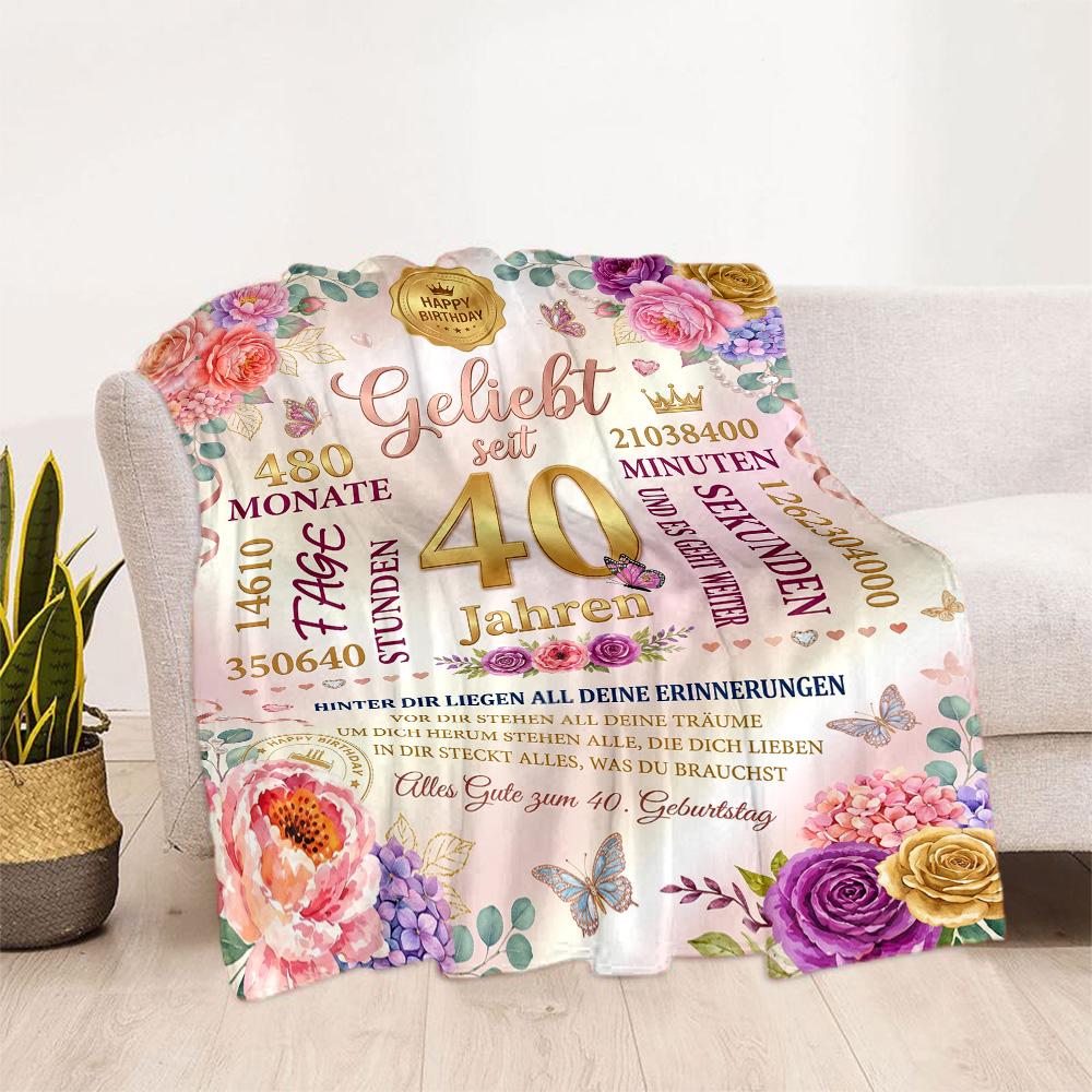40th Birthday Celebration Blanket Warmthful Decor Great for Bed Seaside Office Chair Four Seasons Universal Playful Design