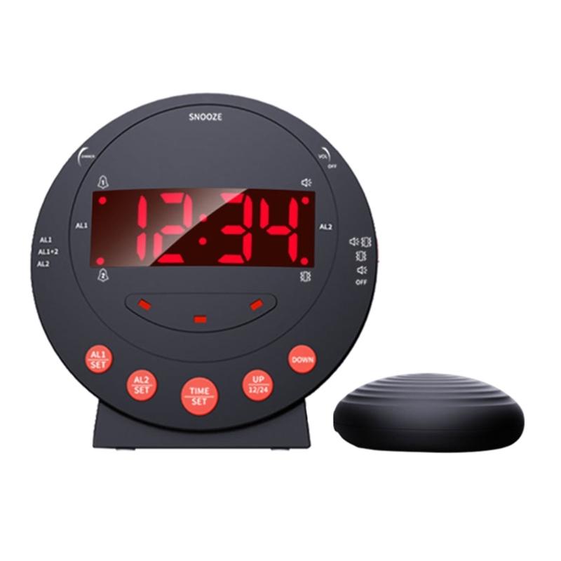 Extra Loud Alarm Clock Vibrating Alarm Clock with Bed Shaker for Heavy Sleeper Large LED Display Digital Bedroom Clock