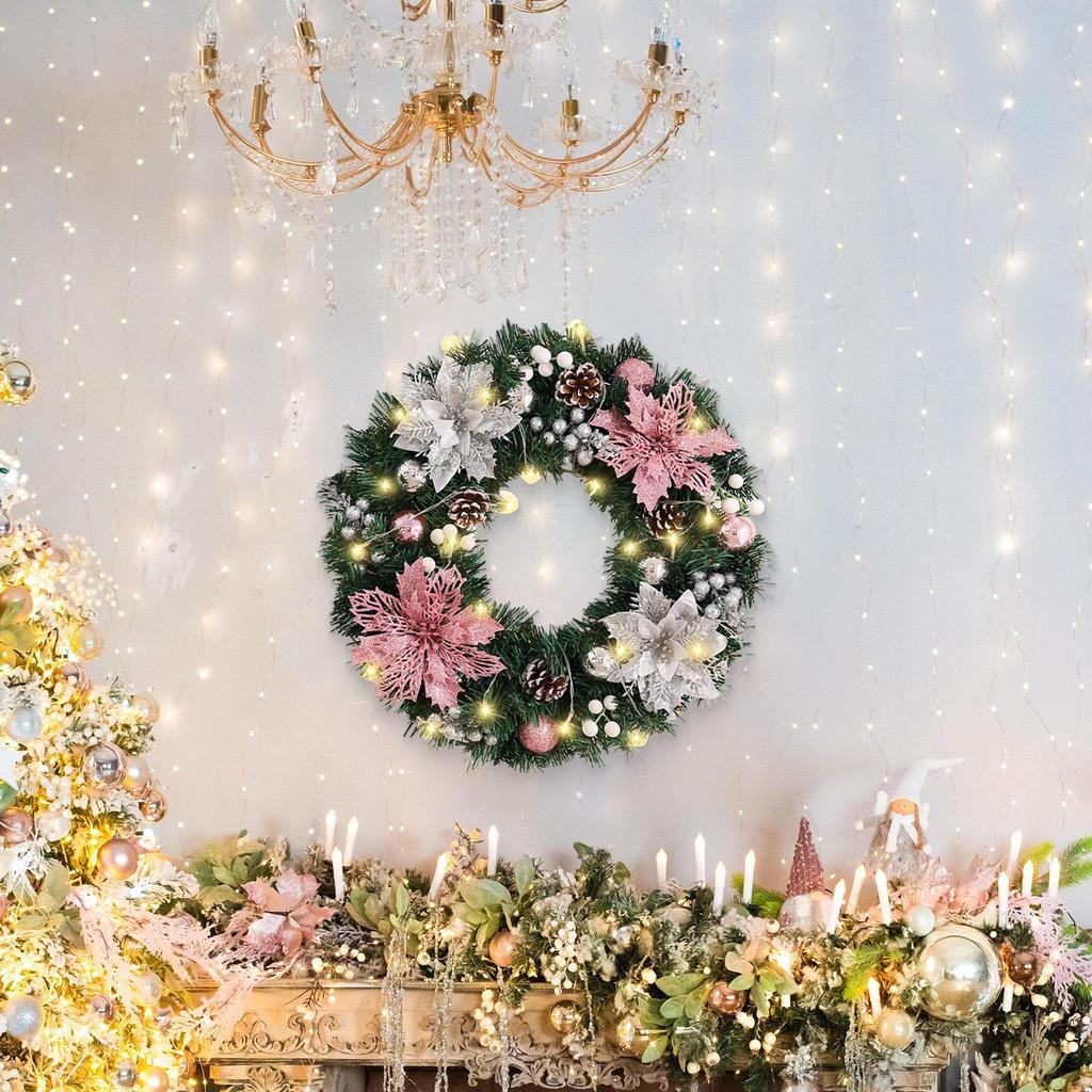 Christmas Wreath Cone with Light Backdrop Party Window Wedding Festival Holiday Winter