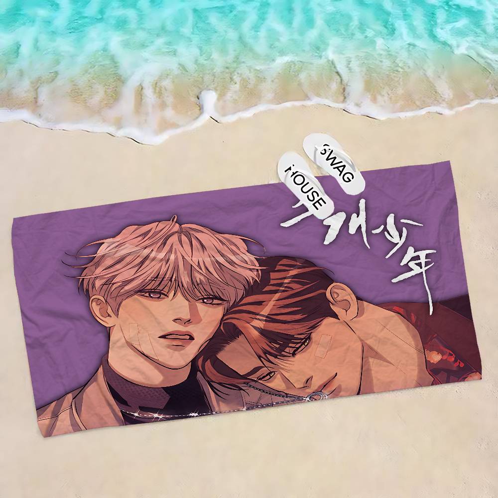 Pearl Boy BL Anime Microfiber Printed Beach Towel Mountain Climbing Yoga Beach Swimming Running Absorbent Soft Towel